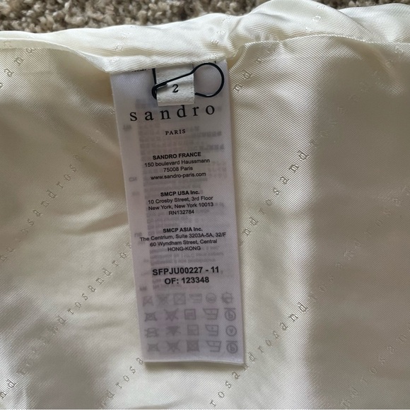 Sandro Dayna Tweed Wool Mini Skirt Women’s Size 2 Ivory White Pearl Button Lined - Picture 5 of 16